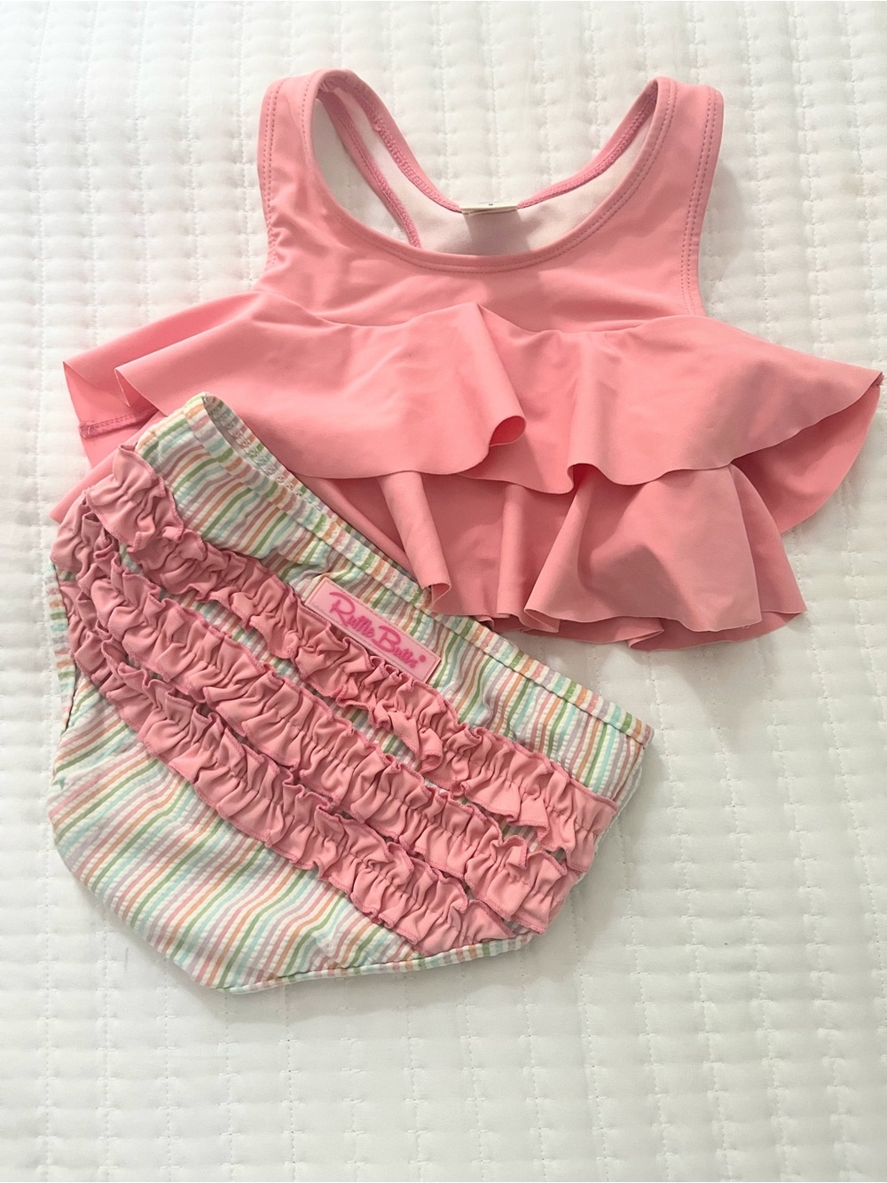 Ruffle Butts Pink Girls' Ruffle Swim Top